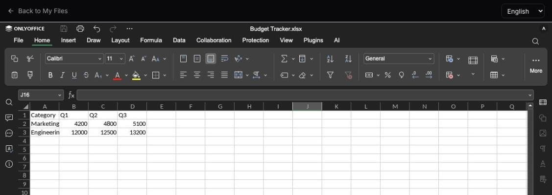 Editing a Excel document in myoffice