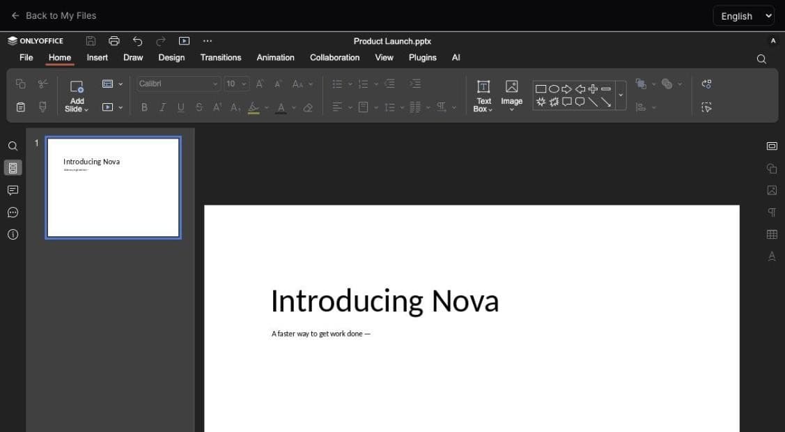 Editing a PowerPoint document in myoffice