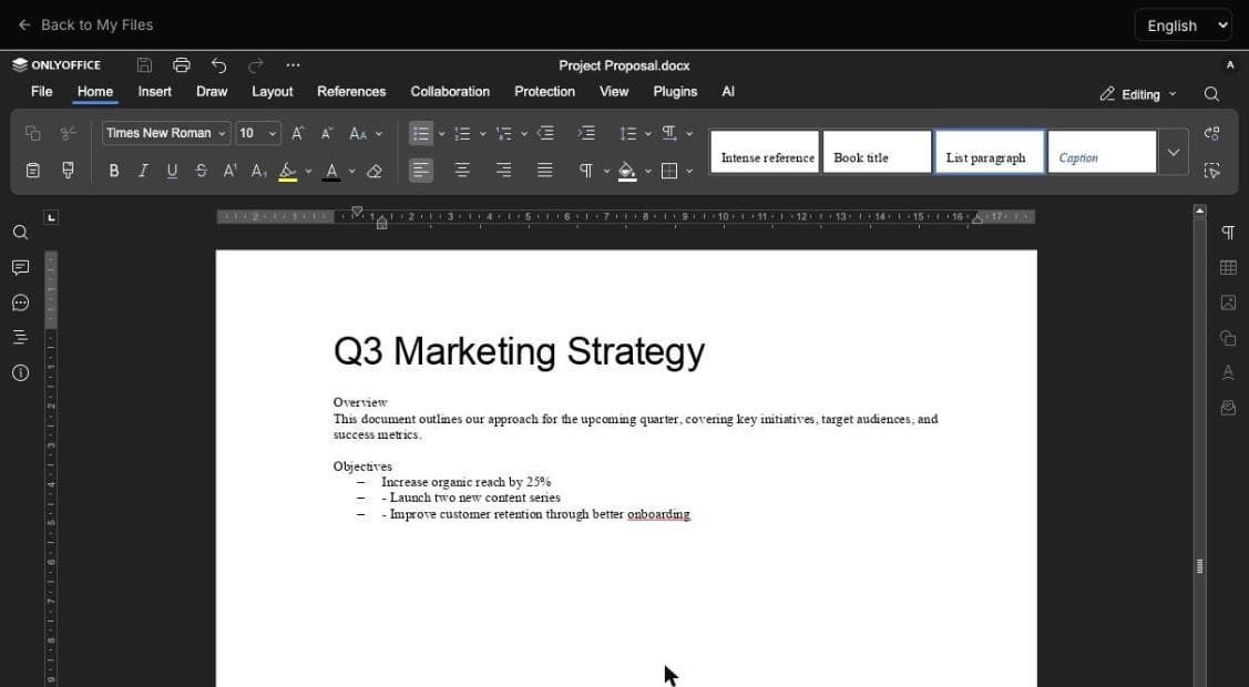 Editing a Word document in myoffice